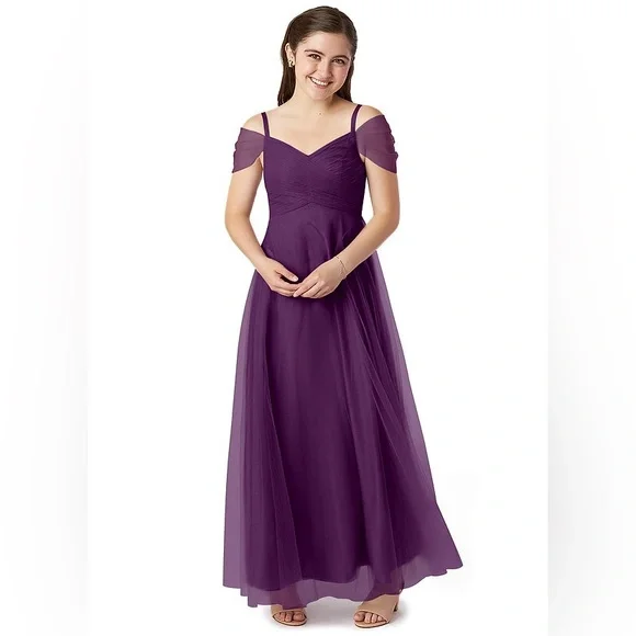 Azazie | Dresses | Azazie Plum Purple Floor Length Tulle Prom Dress Size A6  | Poshmark